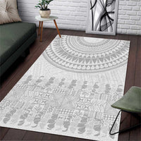 Niue White Sunday Area Rug Tapu Fanau Ia Puakenikeni Hiapo Pattern - Polynesian Pride