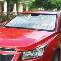 Niue White Sunday Auto Sun Shade Tapu Fanau Ia Puakenikeni Hiapo Pattern - Polynesian Pride