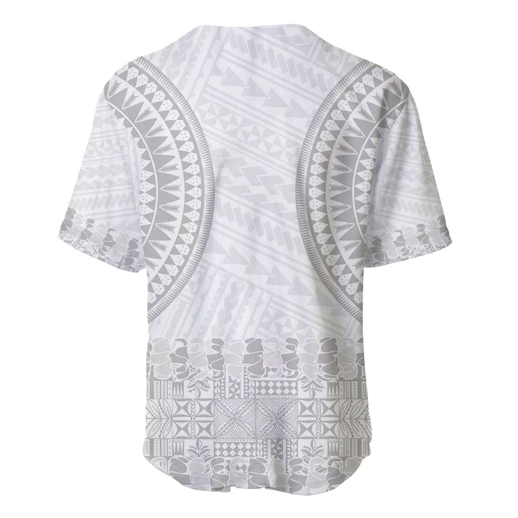 Niue White Sunday Baseball Jersey Tapu Fanau Ia Puakenikeni Hiapo Pattern - Polynesian Pride