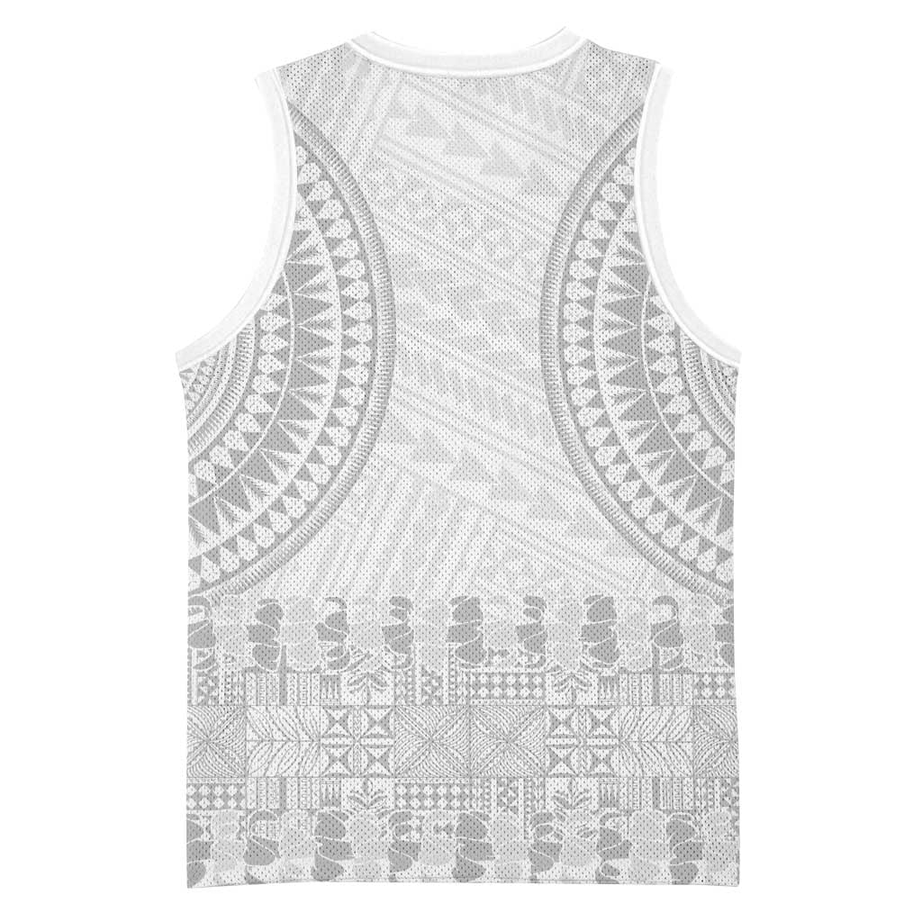 Niue White Sunday Basketball Jersey Tapu Fanau Ia Puakenikeni Hiapo Pattern - Polynesian Pride