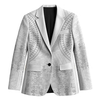 Niue White Sunday Blazer Tapu Fanau Ia Puakenikeni Hiapo Pattern - Polynesian Pride