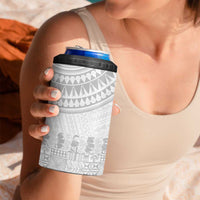 Niue White Sunday 4 in 1 Can Cooler Tumbler Tapu Fanau Ia Puakenikeni Hiapo Pattern - Polynesian Pride
