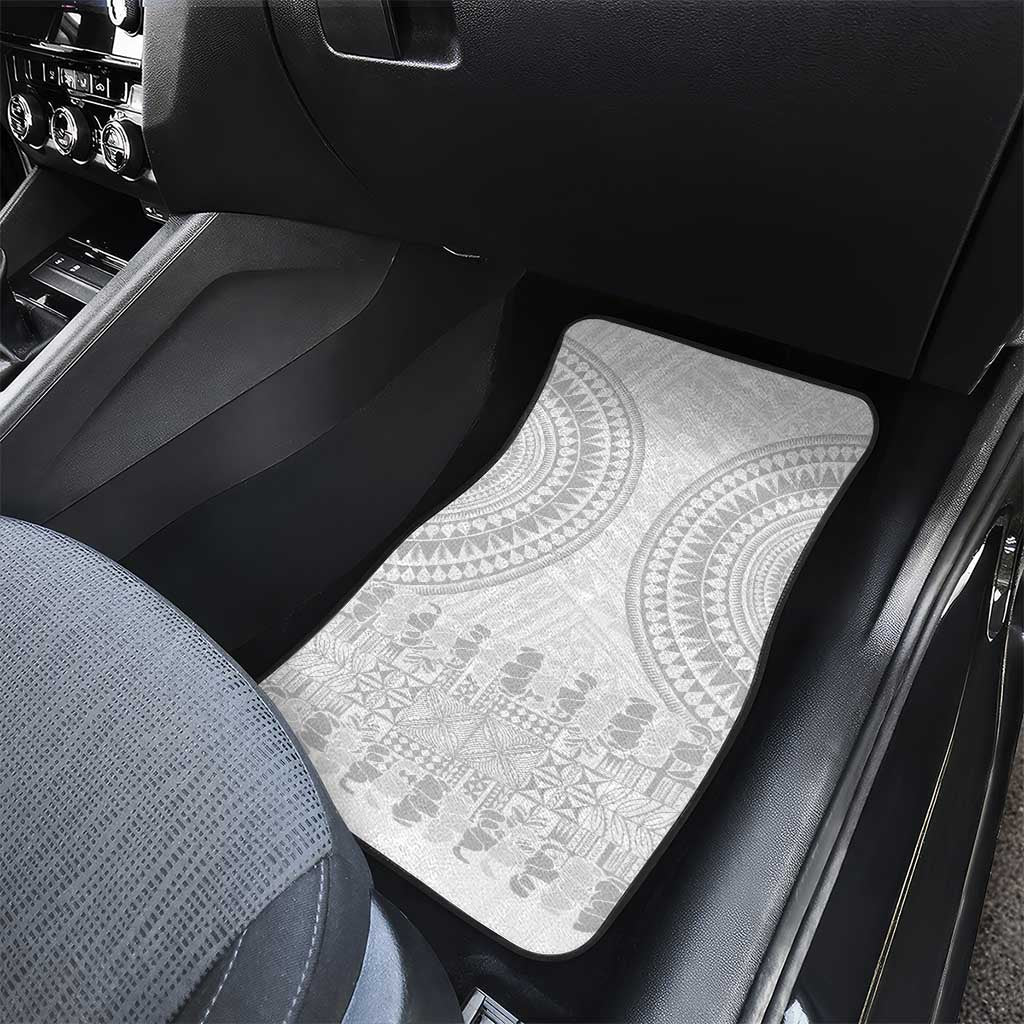 Niue White Sunday Car Mats Tapu Fanau Ia Puakenikeni Hiapo Pattern - Polynesian Pride
