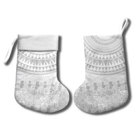 Niue White Sunday Christmas Stocking Tapu Fanau Ia Puakenikeni Hiapo Pattern - Polynesian Pride