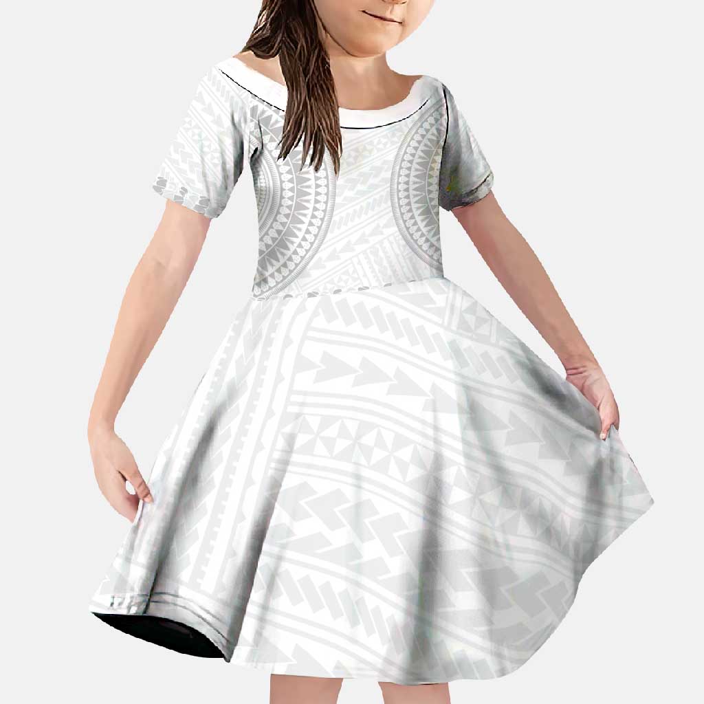 Niue White Sunday Family Matching Mermaid Dress and Hawaiian Shirt Tapu Fanau Ia Puakenikeni Hiapo Pattern - Polynesian Pride