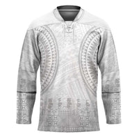 Niue White Sunday Hockey Jersey Tapu Fanau Ia Puakenikeni Hiapo Pattern - Polynesian Pride