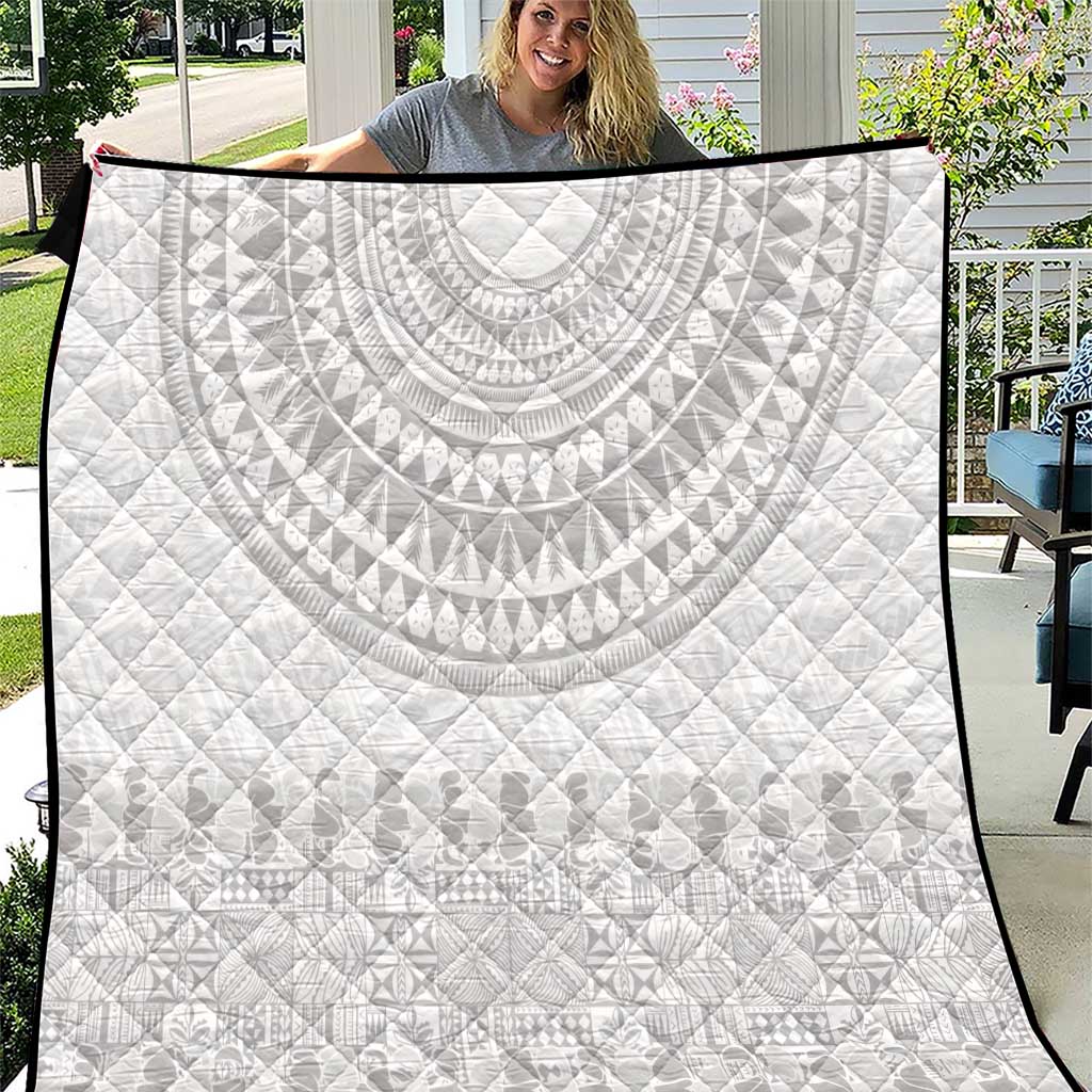 Niue White Sunday Quilt Tapu Fanau Ia Puakenikeni Hiapo Pattern - Polynesian Pride