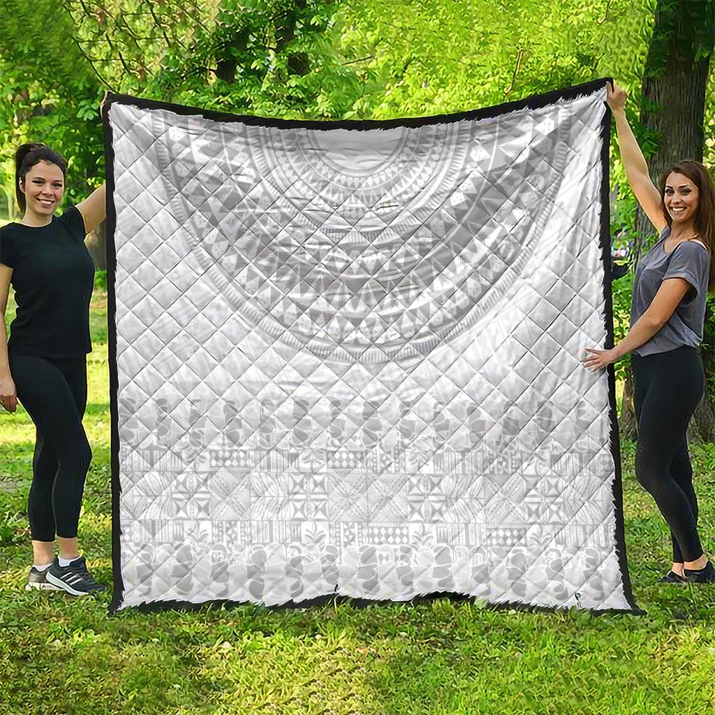 Niue White Sunday Quilt Tapu Fanau Ia Puakenikeni Hiapo Pattern - Polynesian Pride