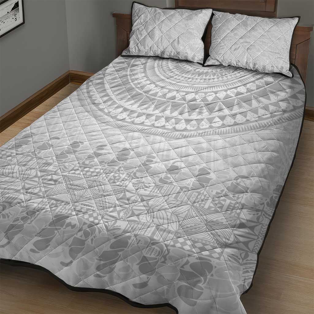 Niue White Sunday Quilt Bed Set Tapu Fanau Ia Puakenikeni Hiapo Pattern - Polynesian Pride