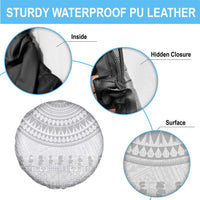 Niue White Sunday Spare Tire Cover Tapu Fanau Ia Puakenikeni Hiapo Pattern - Polynesian Pride