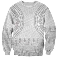Niue White Sunday Sweatshirt Tapu Fanau Ia Puakenikeni Hiapo Pattern - Polynesian Pride