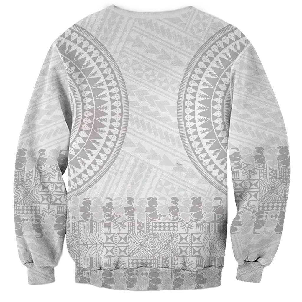 Niue White Sunday Sweatshirt Tapu Fanau Ia Puakenikeni Hiapo Pattern - Polynesian Pride