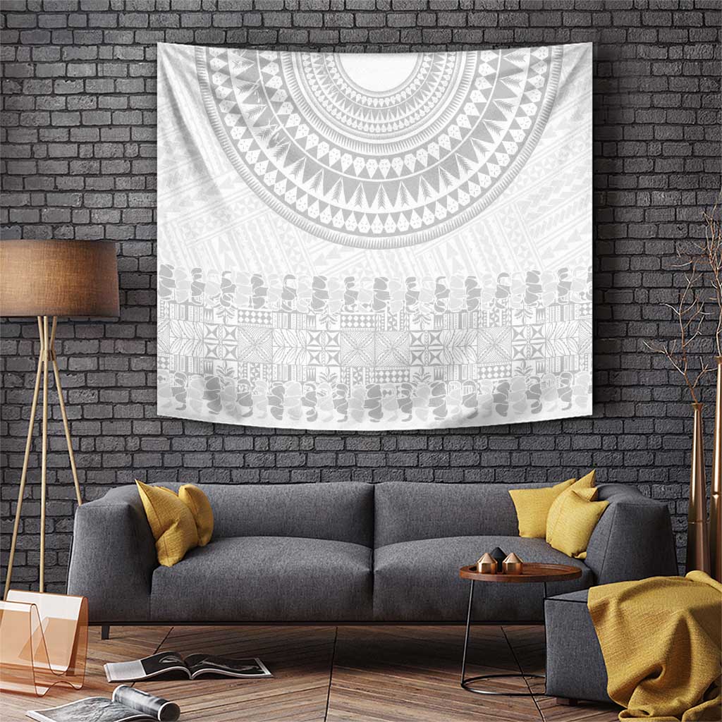 Niue White Sunday Tapestry Tapu Fanau Ia Puakenikeni Hiapo Pattern - Polynesian Pride