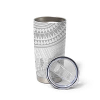 Niue White Sunday Tumbler Cup Tapu Fanau Ia Puakenikeni Hiapo Pattern - Polynesian Pride
