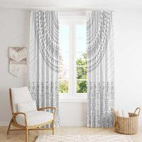 Niue White Sunday Window Curtain Tapu Fanau Ia Puakenikeni Hiapo Pattern - Polynesian Pride
