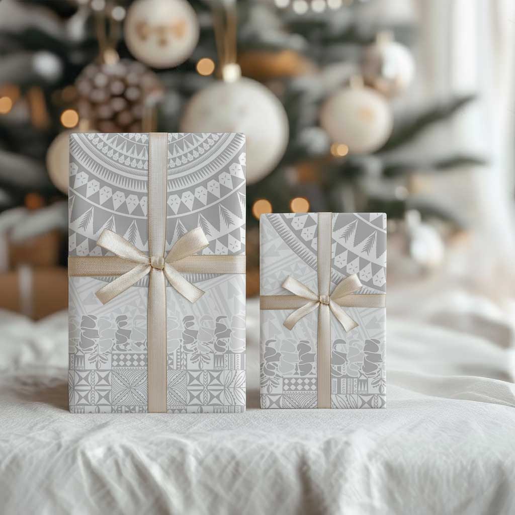 Niue White Sunday Wrapping Paper Tapu Fanau Ia Puakenikeni Hiapo Pattern - Polynesian Pride