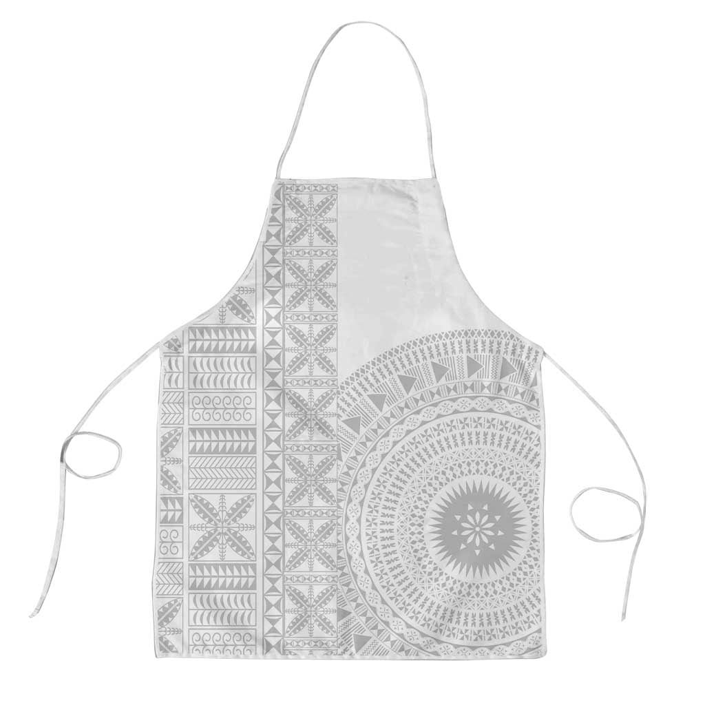 Niue White Sunday Apron Half Hiapo Pattern Vibes - Polynesian Pride