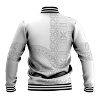 Niue White Sunday Baseball Jacket Half Hiapo Pattern Vibes - Polynesian Pride