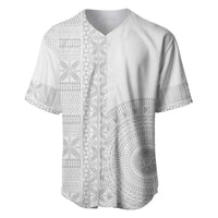 Niue White Sunday Baseball Jersey Half Hiapo Pattern Vibes - Polynesian Pride