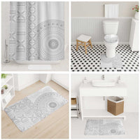 Niue White Sunday Bathroom Set Half Hiapo Pattern Vibes - Polynesian Pride