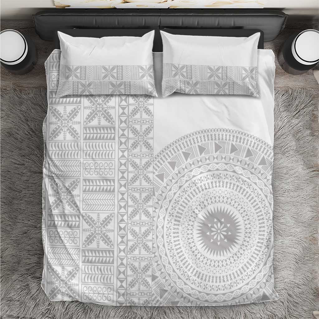 Niue White Sunday Bedding Set Half Hiapo Pattern Vibes - Polynesian Pride