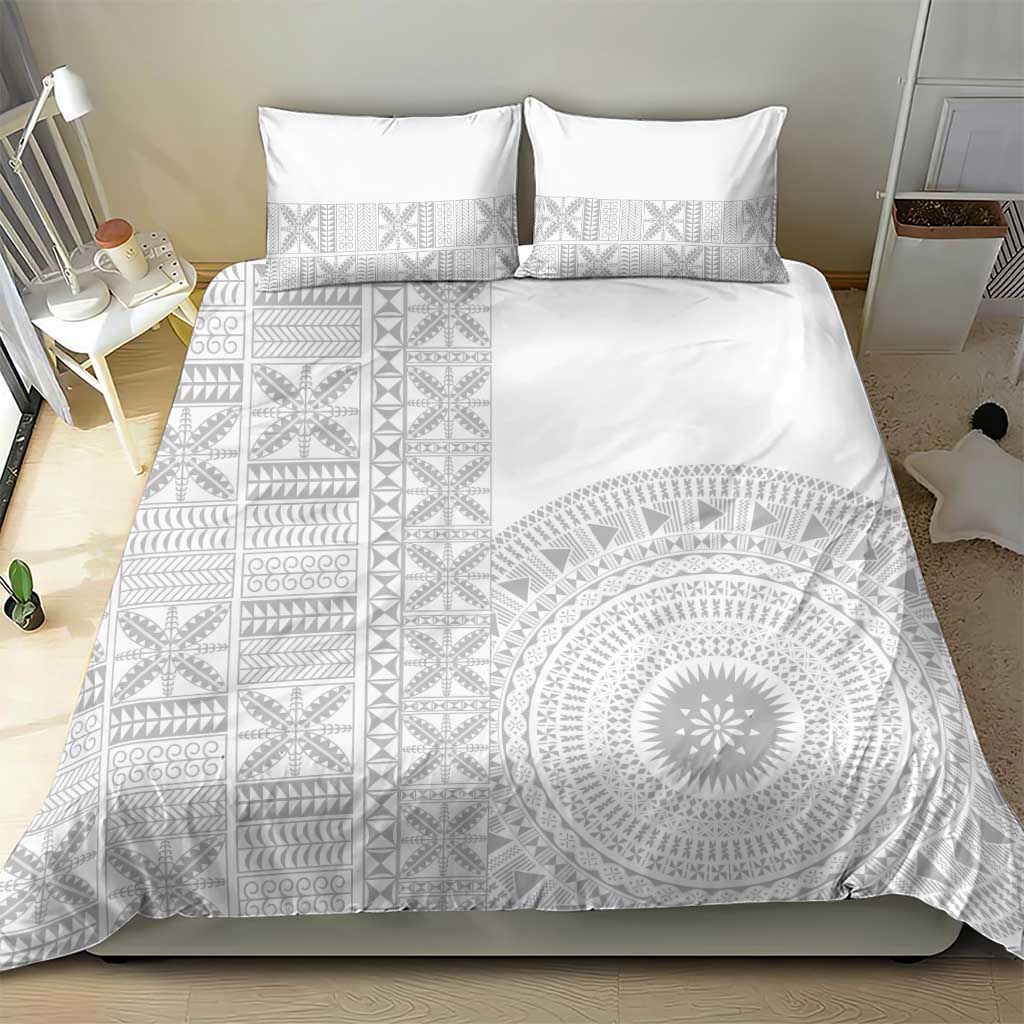 Niue White Sunday Bedding Set Half Hiapo Pattern Vibes - Polynesian Pride