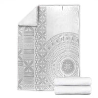 Niue White Sunday Blanket Half Hiapo Pattern Vibes - Polynesian Pride