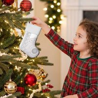 Niue White Sunday Christmas Stocking Half Hiapo Pattern Vibes - Polynesian Pride