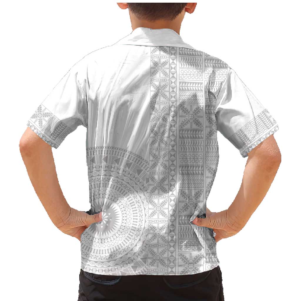 Niue White Sunday Family Matching Mermaid Dress and Hawaiian Shirt Half Hiapo Pattern Vibes - Polynesian Pride