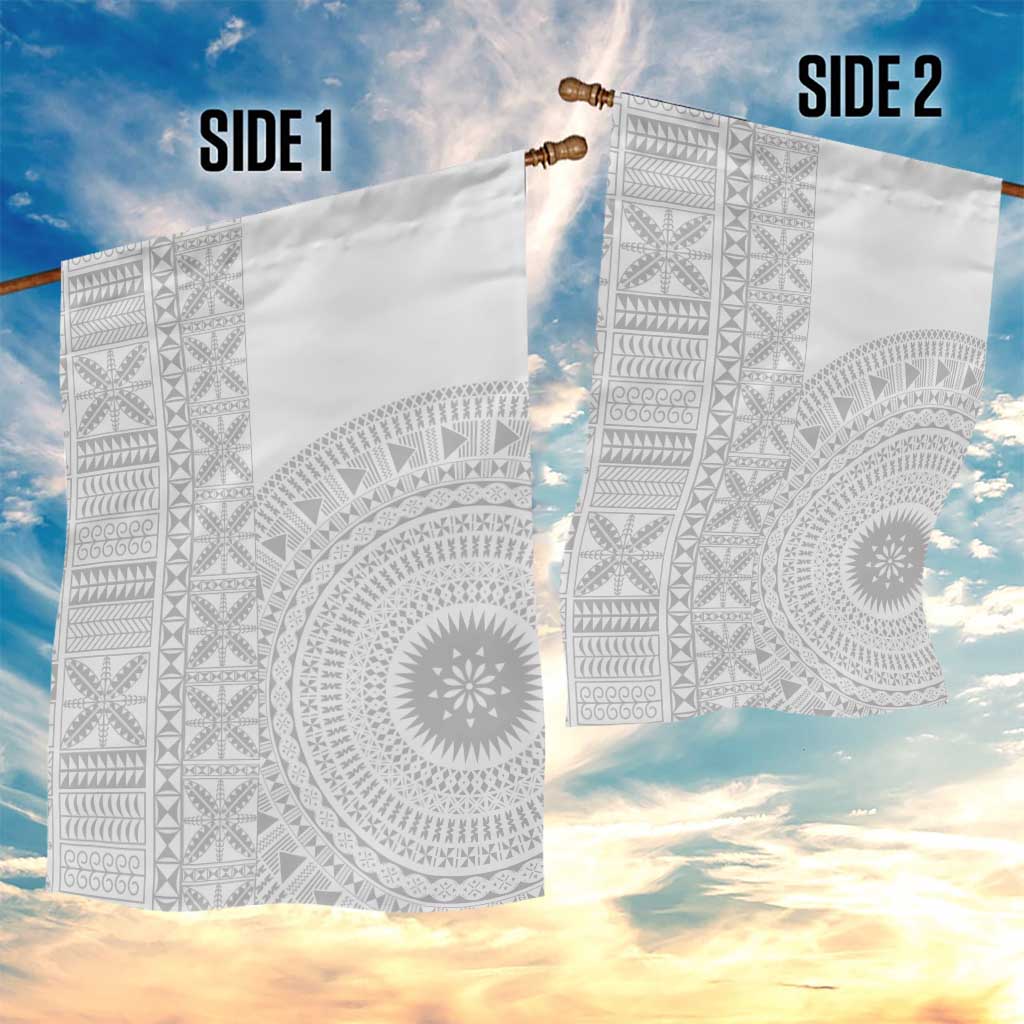 Niue White Sunday Garden Flag Half Hiapo Pattern Vibes - Polynesian Pride