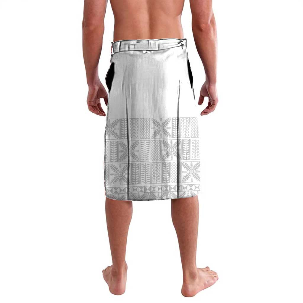 Niue White Sunday Lavalava Half Hiapo Pattern Vibes - Polynesian Pride