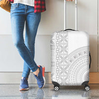 Niue White Sunday Luggage Cover Half Hiapo Pattern Vibes - Polynesian Pride