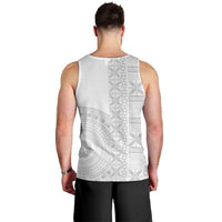 Niue White Sunday Men Tank Top Half Hiapo Pattern Vibes - Polynesian Pride