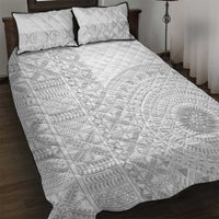 Niue White Sunday Quilt Bed Set Half Hiapo Pattern Vibes - Polynesian Pride