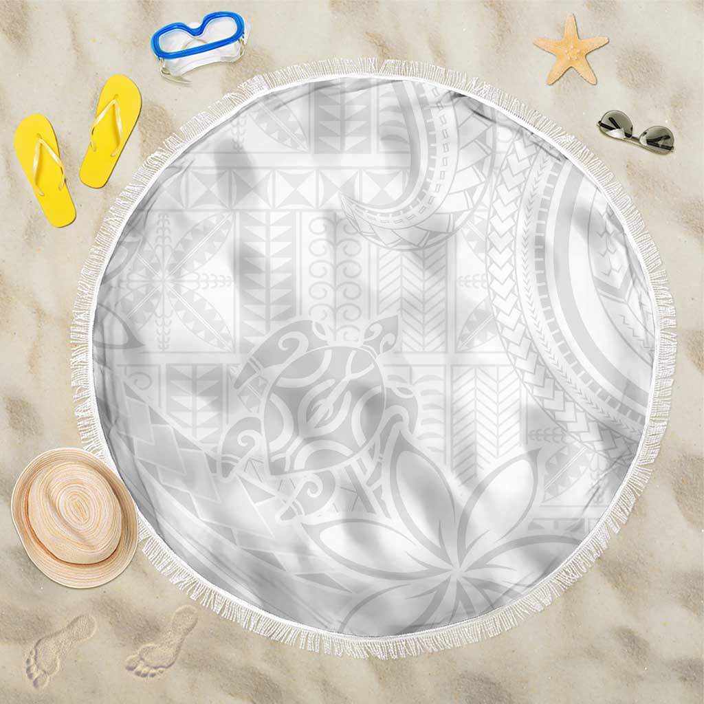 Tapu Fanau Ia Niue Beach Blanket Happy White Sunday Unique Hiapo - Polynesian Pride