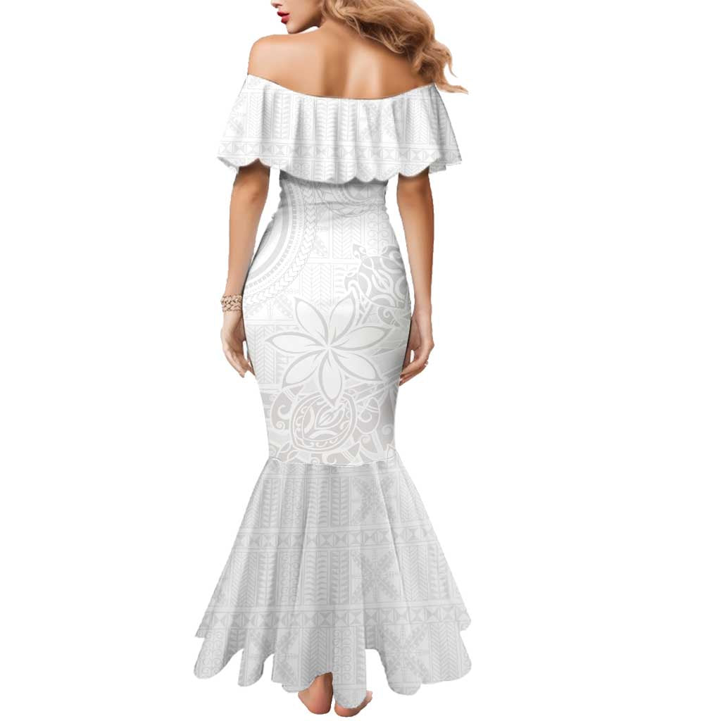 Tapu Fanau Ia Niue Family Matching Mermaid Dress and Hawaiian Shirt Happy White Sunday Unique Hiapo - Polynesian Pride