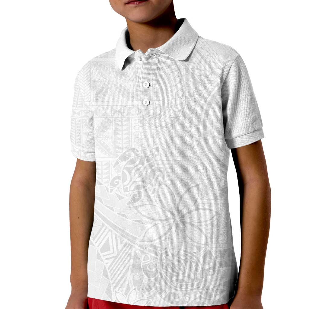 Tapu Fanau Ia Niue Kid Polo Shirt Happy White Sunday Unique Hiapo - Polynesian Pride