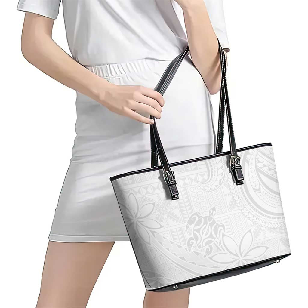 Tapu Fanau Ia Niue Leather Tote Bag Happy White Sunday Unique Hiapo - Polynesian Pride