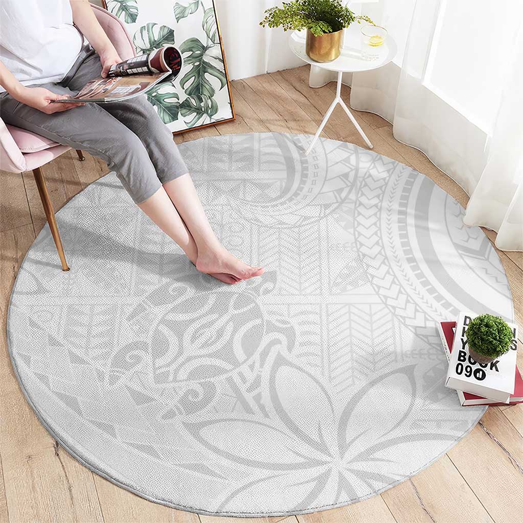 Tapu Fanau Ia Niue Round Carpet Happy White Sunday Unique Hiapo - Polynesian Pride