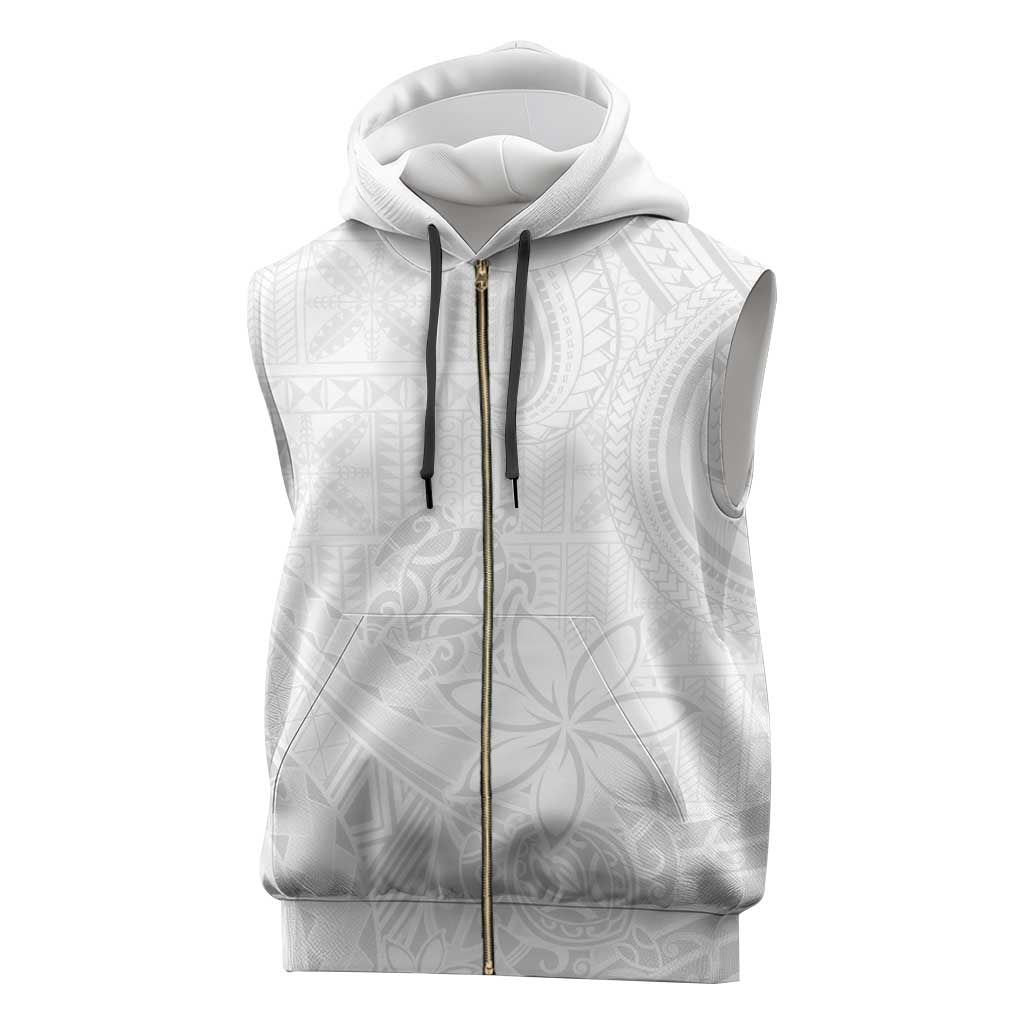 Tapu Fanau Ia Niue Sleeveless Zip Hoodie Happy White Sunday Unique Hiapo - Polynesian Pride