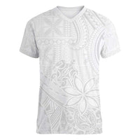 Tapu Fanau Ia Niue Women V-Neck T-Shirt Happy White Sunday Unique Hiapo - Polynesian Pride