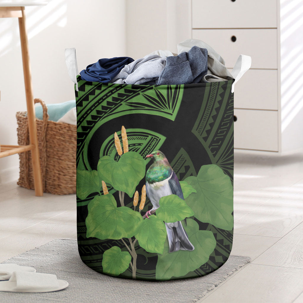 Kawakawa Rongoa Maori Kereru New Zealand Laundry Basket LT14 Green - Polynesian Pride