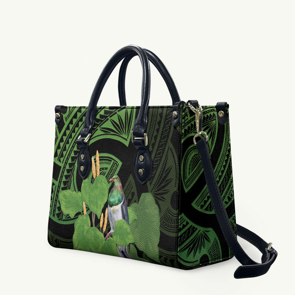 Kawakawa Rongoa Maori Kereru New Zealand Leather Bag LT14 Green - Polynesian Pride