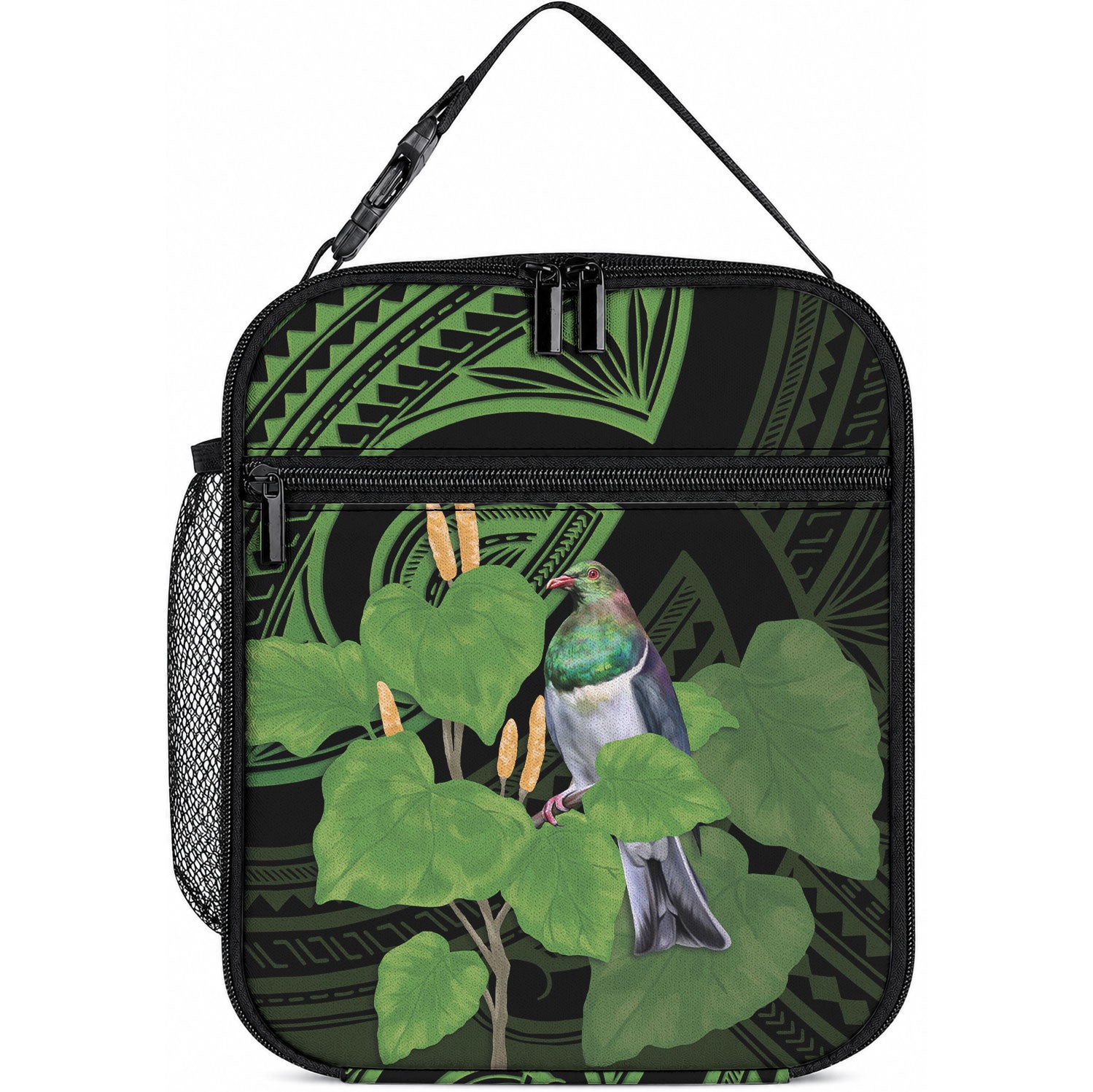Kawakawa Rongoa Maori Kereru New Zealand Lunch Bag LT14 10.2 × 8.3 × 4.3 inch Green - Polynesian Pride