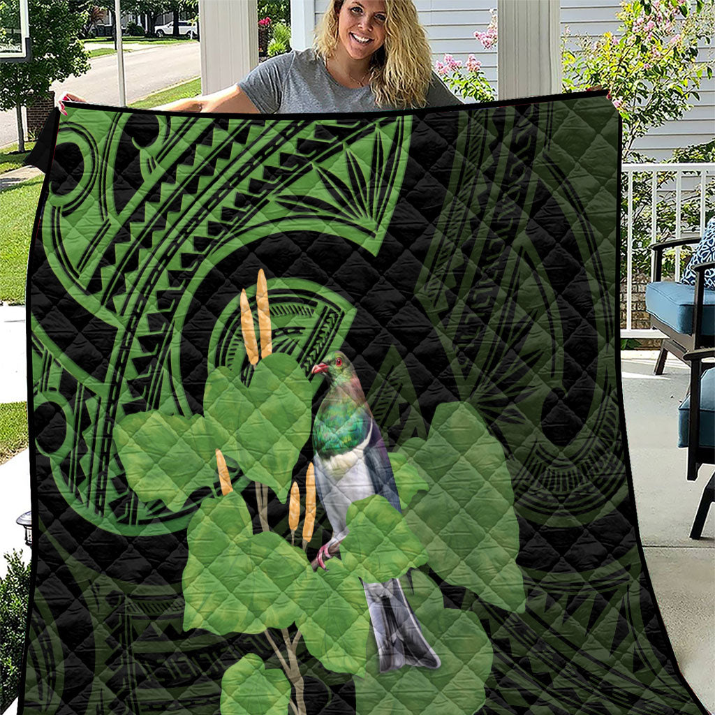 Kawakawa Rongoa Maori Kereru New Zealand Quilt LT14 Green - Polynesian Pride