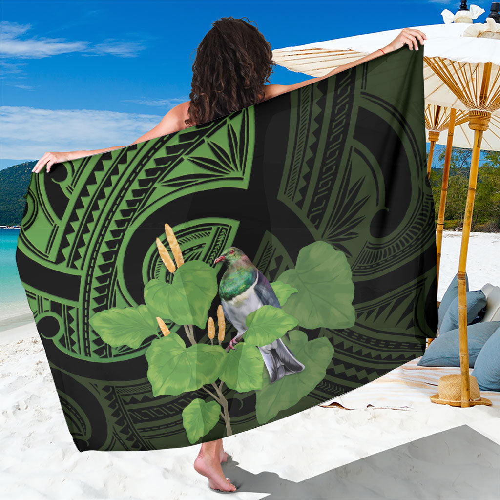 Kawakawa Rongoa Maori Kereru New Zealand Sarong LT14 One Size 44 x 66 inches Green - Polynesian Pride
