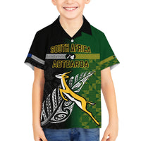 Personalised New Zealand and South Africa Rugby Family Matching Tank Maxi Dress and Hawaiian Shirt 2023 World Cup Final All Black Springboks Together LT14 Son's Shirt Black - Polynesian Pride