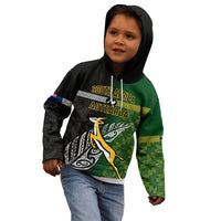 Personalised New Zealand and South Africa Rugby Kid Hoodie 2023 World Cup Final All Black Springboks Together LT14 - Polynesian Pride