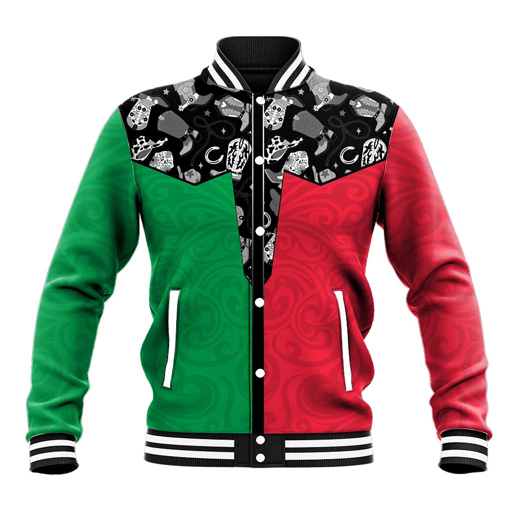 Vanuatu Cowboy Baseball Jacket Cowboy Symbols Split Stylized - Polynesian Pride