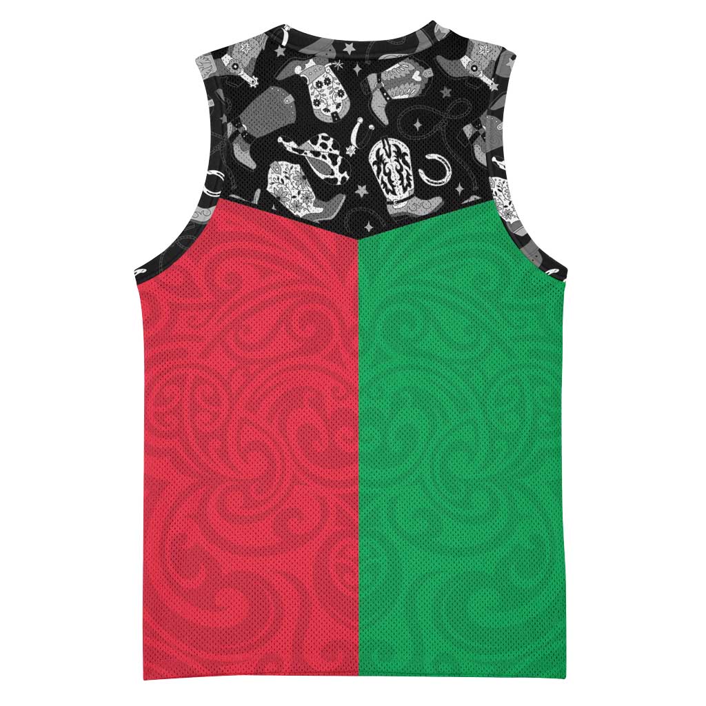 Vanuatu Cowboy Basketball Jersey Cowboy Symbols Split Stylized - Polynesian Pride